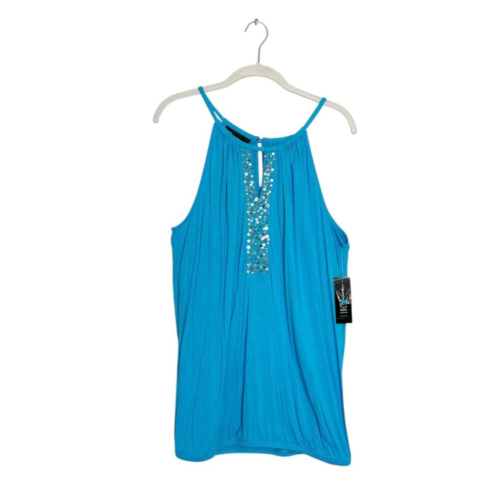 INC International Concepts Embellished Sleeveless Top Blue - Sz XL - New
